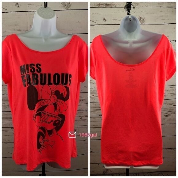 Disney Miss Fabulous Minnie Mouse Shirt XL Neon - Picture 1 of 12